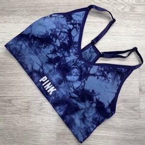 PINK Active Tie Dye Seamless Sports Bra Large Bralette Lightly Lined Blue
